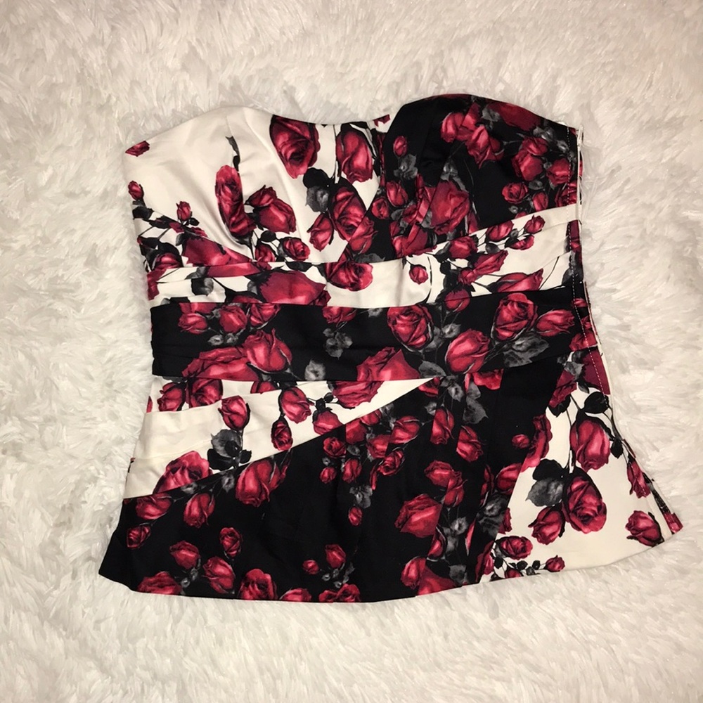 White House Black Market Floral Strapless Size 4